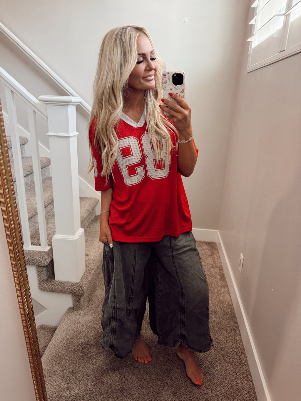 Deep red jersey